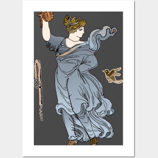 Greek woman dancing with a ball Posters and Art